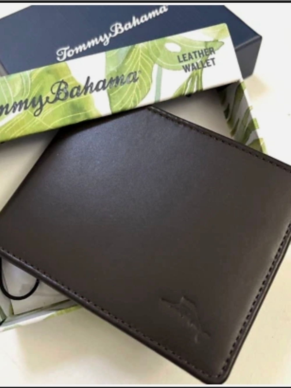 Tommy Bahama Leather Slimfold Black Wallet NIB